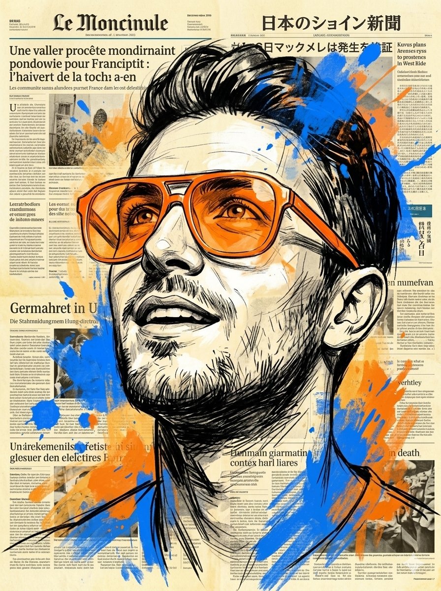 Man in Orange Glasses Looking Up
