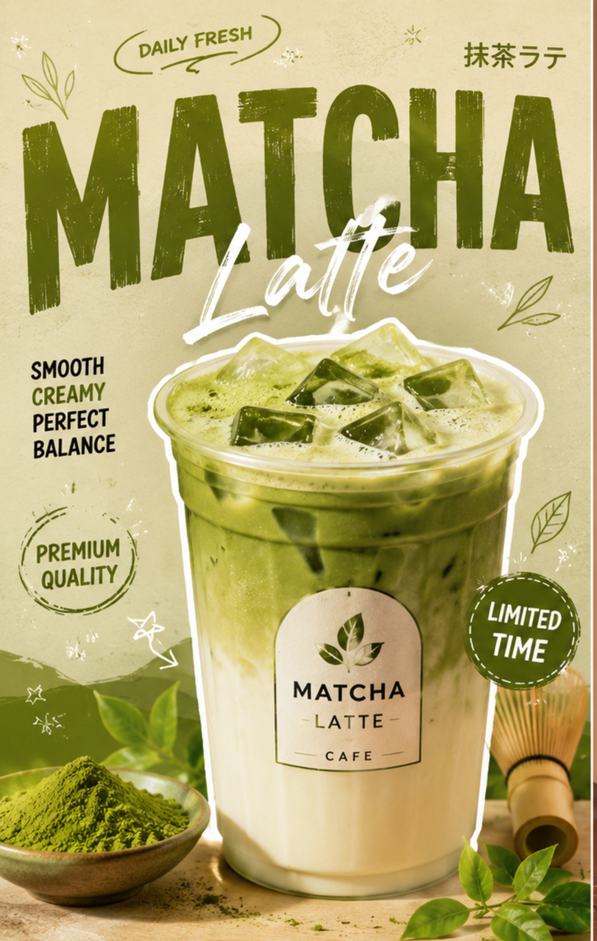 Premium Iced Matcha Latte Poster