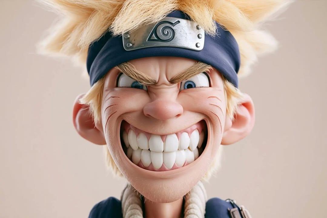 Stylized 3D Caricature of Naruto Uzumaki with