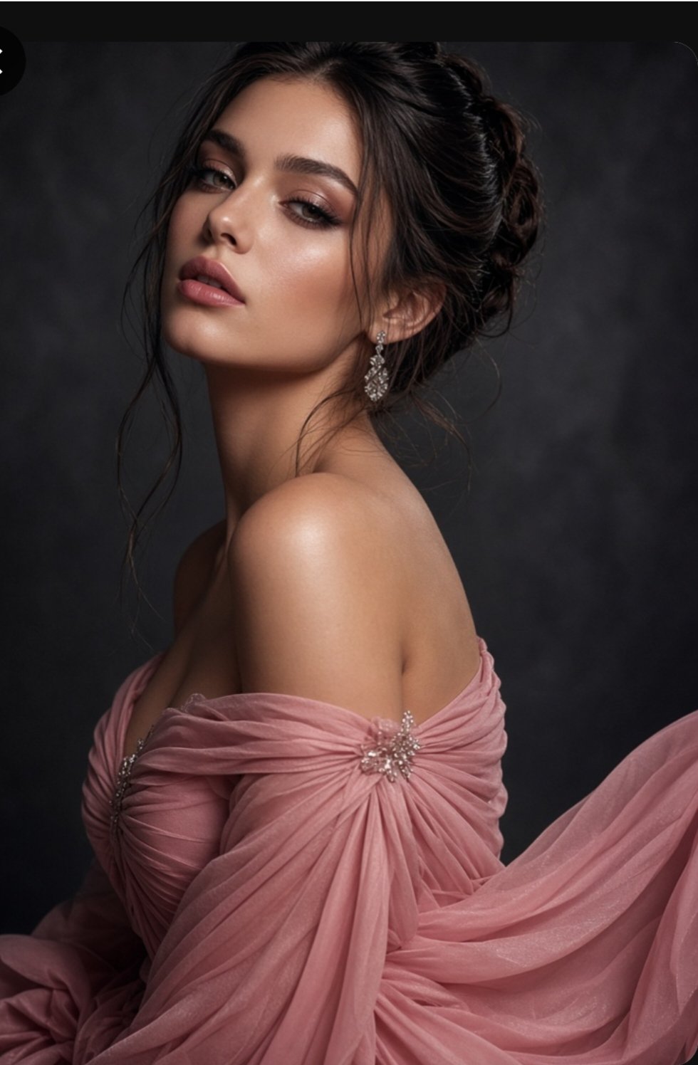 Elegant Woman in Dusty Rose Evening Gown with