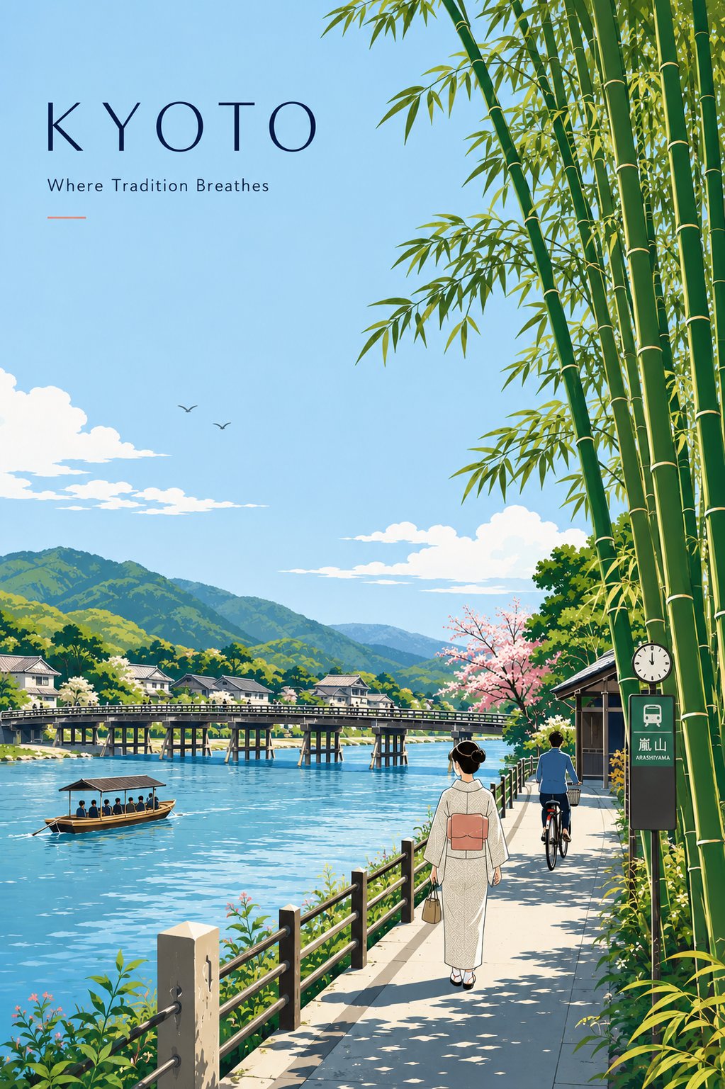 Kyoto Arashiyama Travel Poster