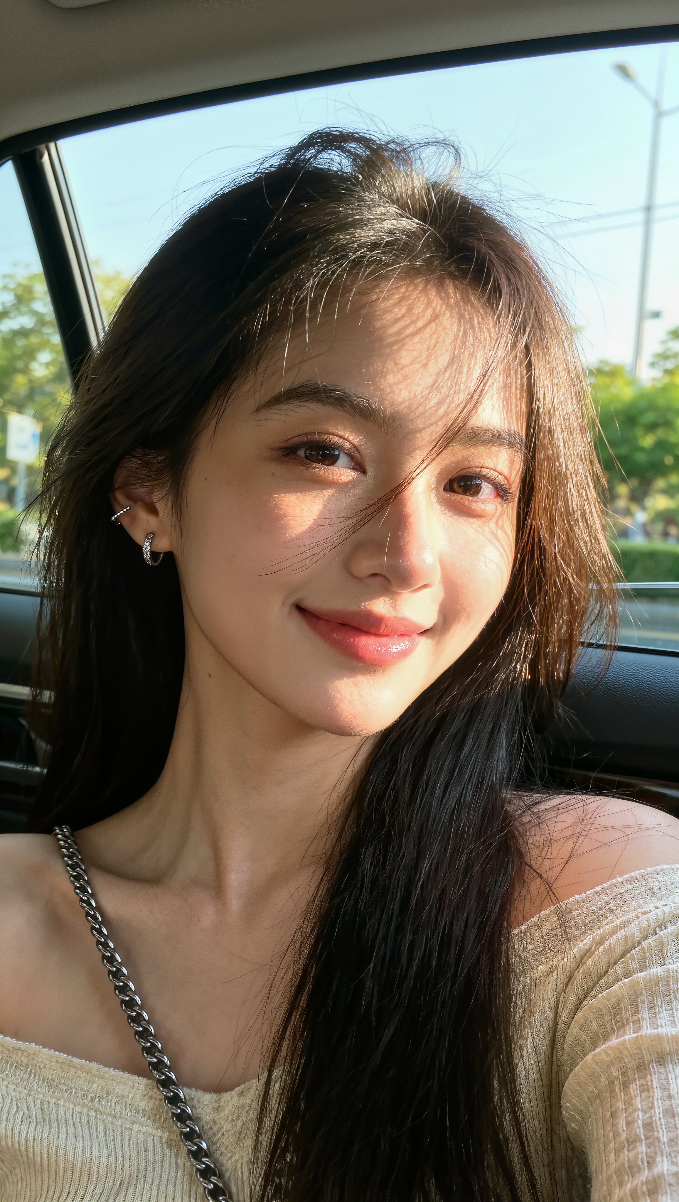Sunlit Car Selfie Portrait of a Southeast Asian