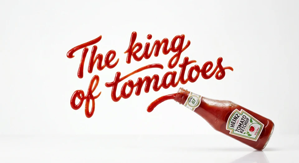 Heinz Tomato Ketchup Bottle with Floating Red Sauce
