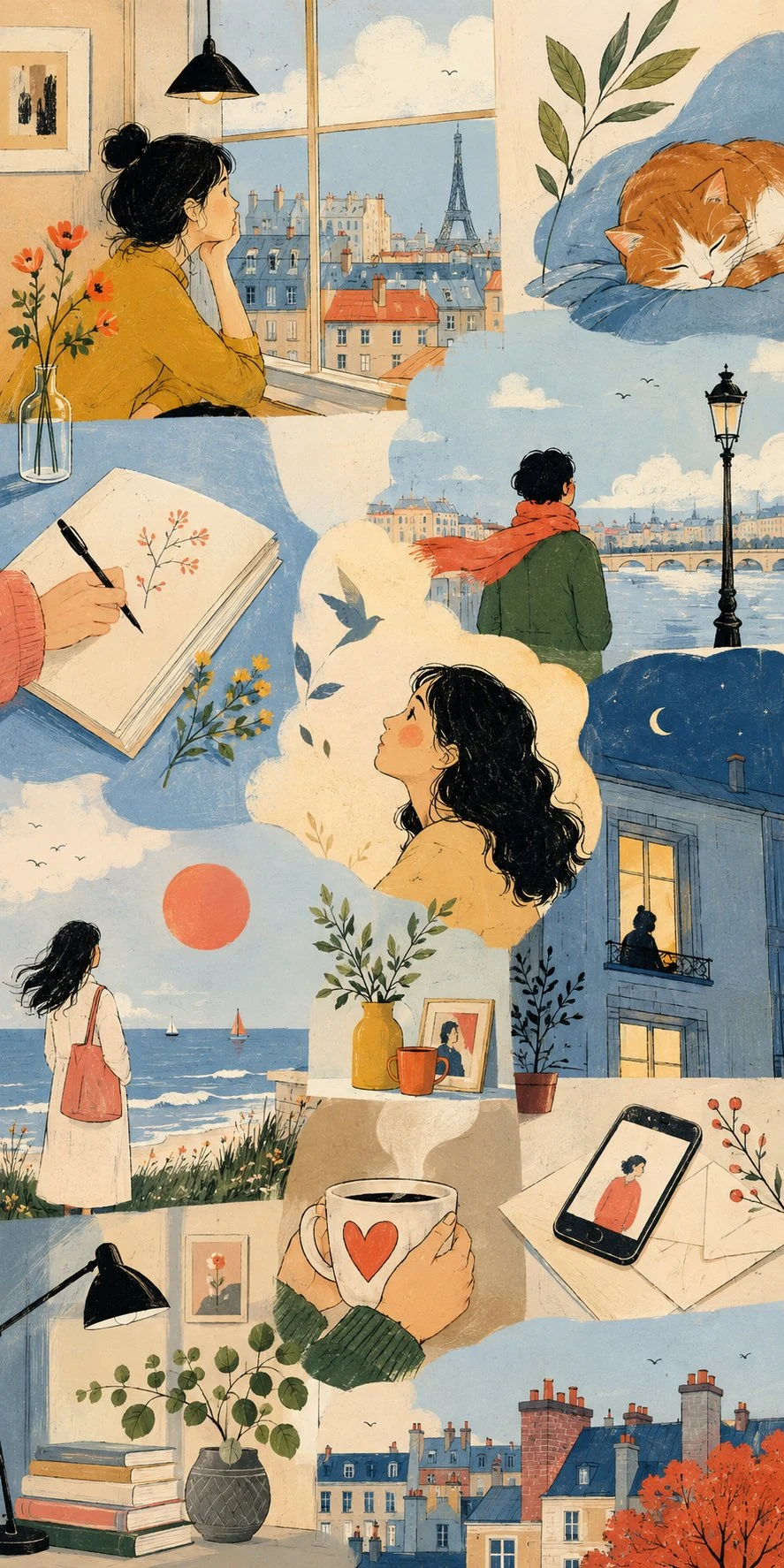 Romantic Paris Travel Collage Art Print