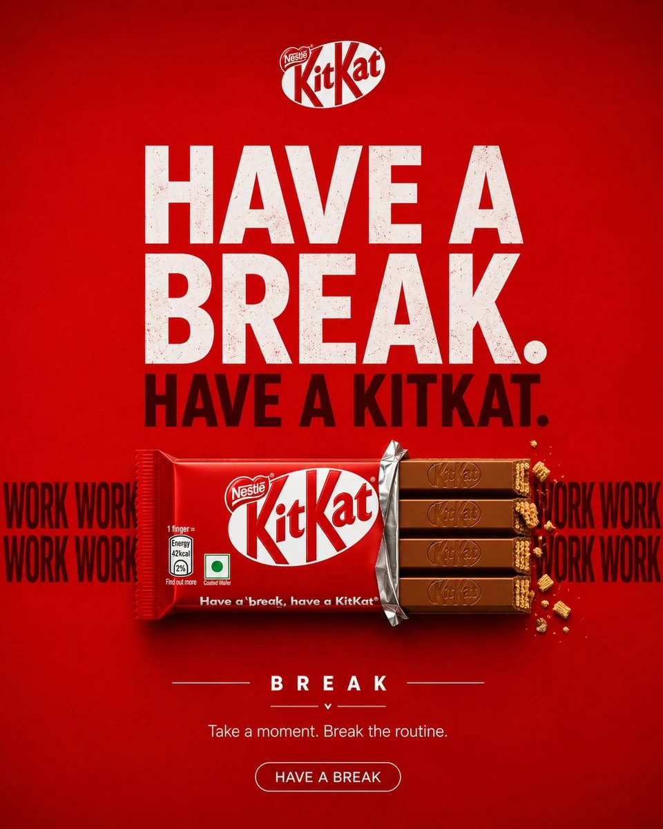 KitKat advertising poster red background chocolate
