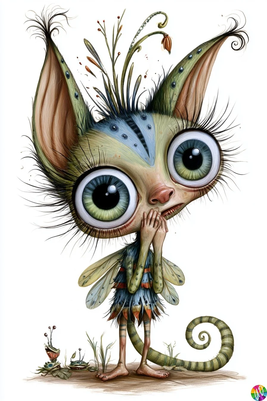 Fantasy Fairy Mouse Character with Fairy Wings and