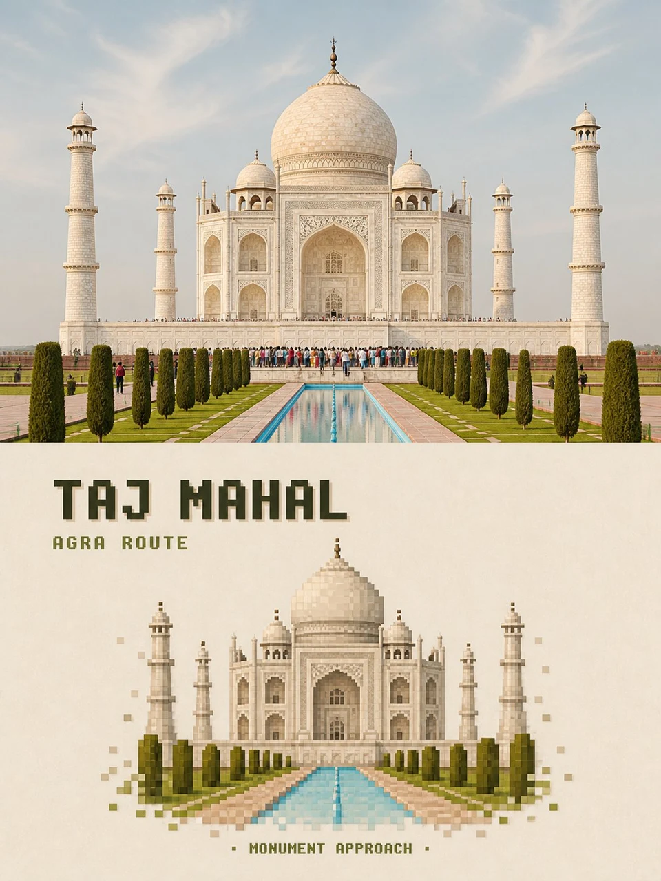 Taj Mahal Pixel Travel Poster