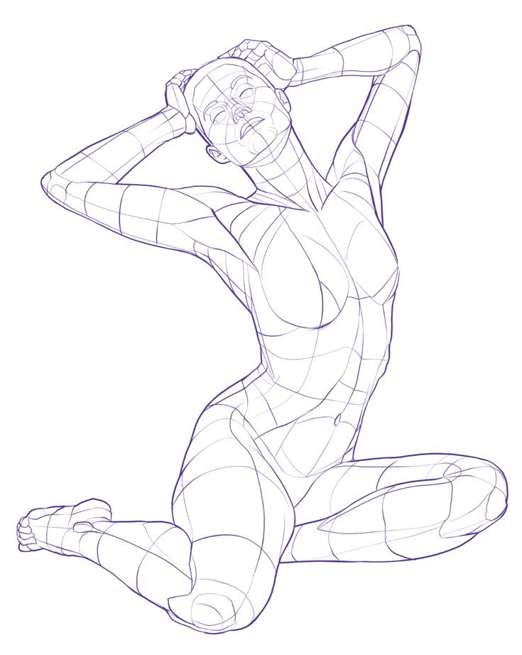 female 3d wireframe figure kneeling pose