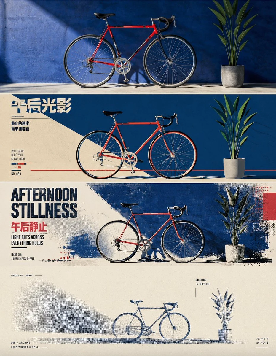 Red Road Bike against Blue Wall Art Print