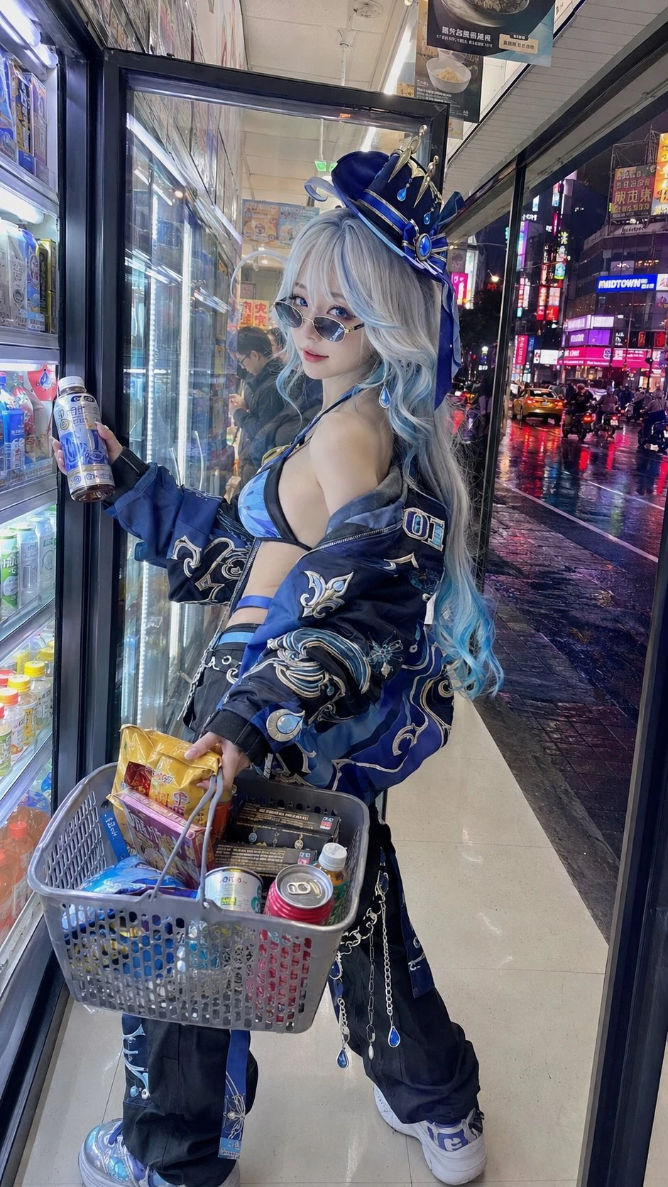 Furina cosplay street fashion night convenience