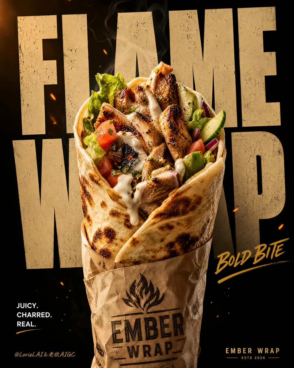 Gourmet Shawarma Wrap Advertising Poster