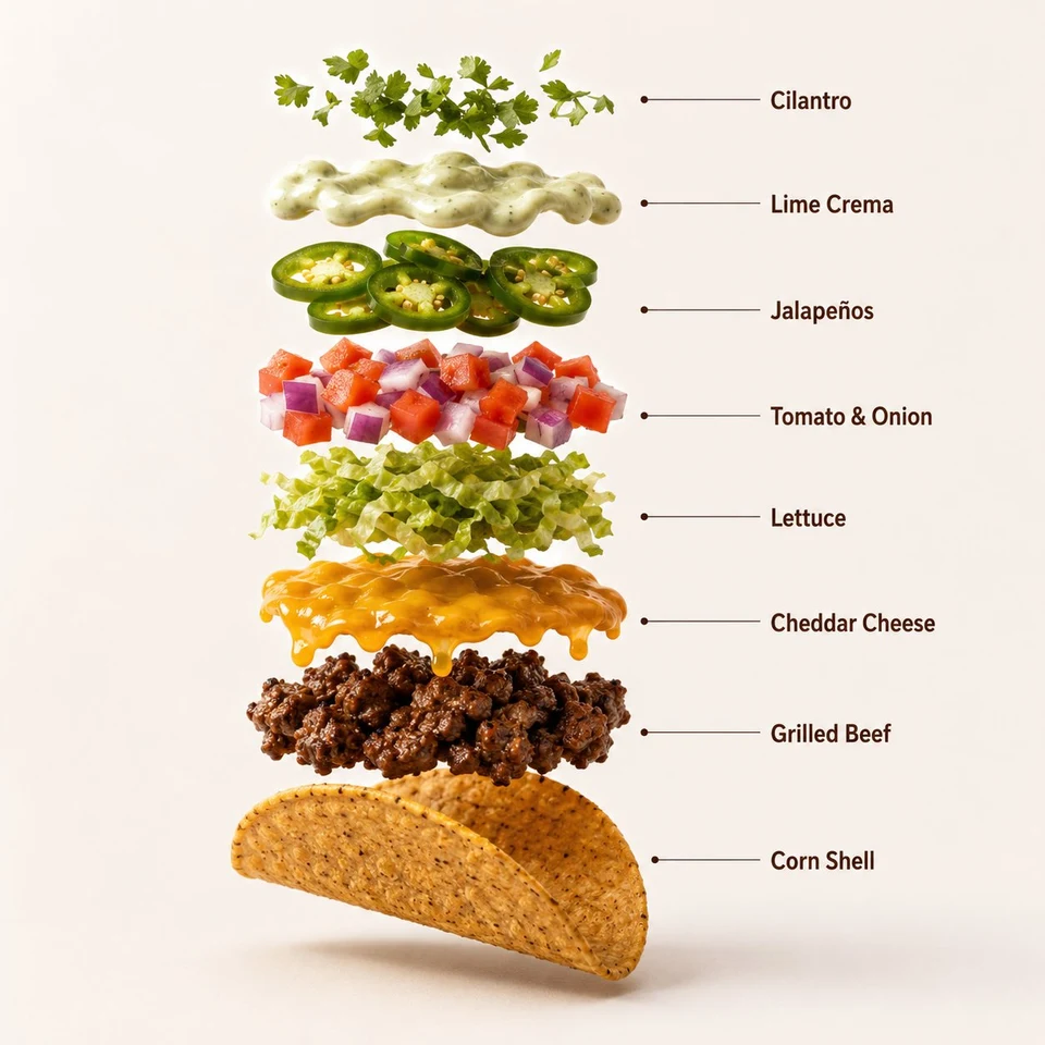 exploded beef taco infographic