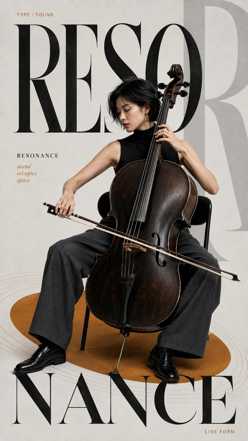 Editorial Cello Musician Poster Typography