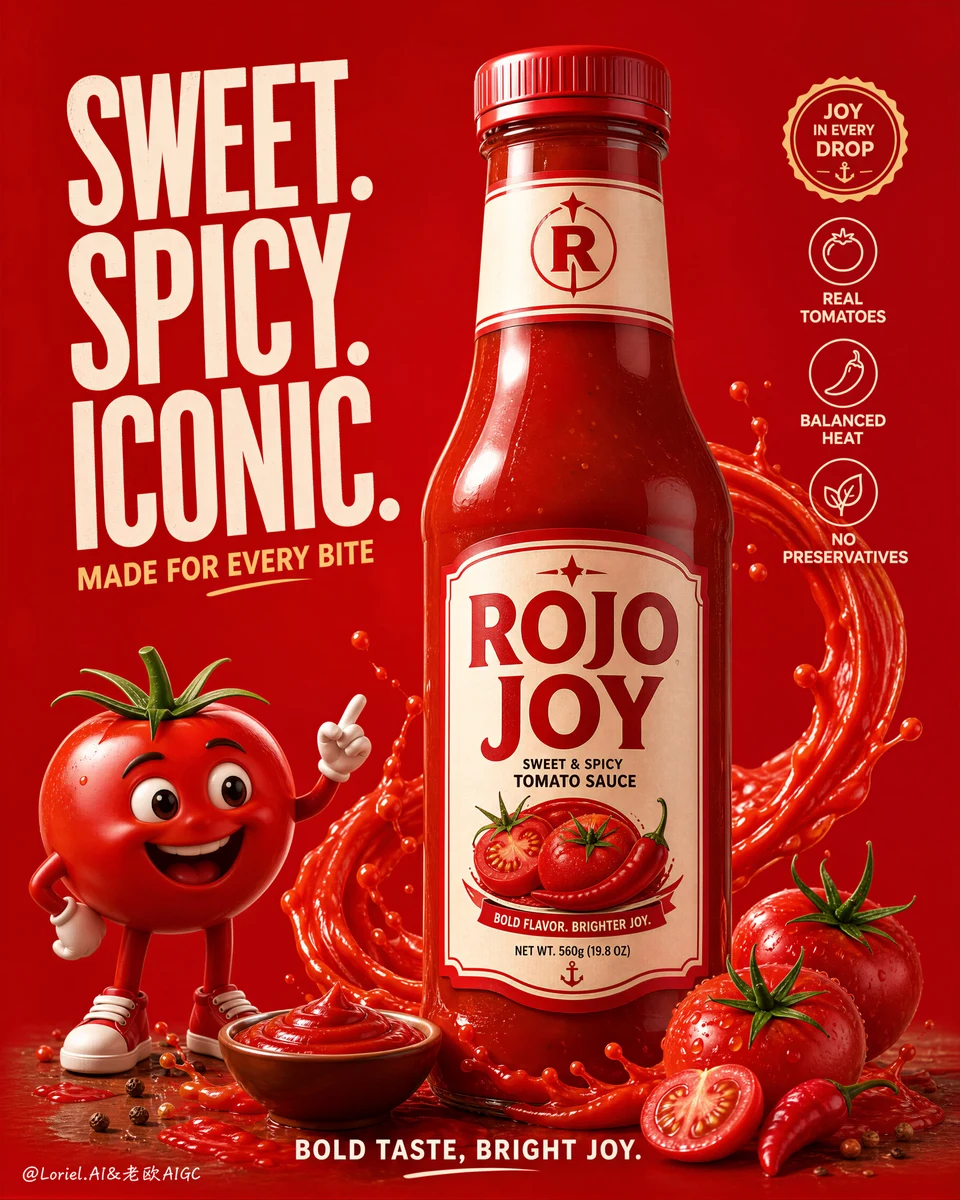 Rojo Joy sweet spicy tomato sauce commercial poster