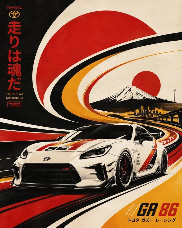 Toyota GR86 TRD retro Serigraph poster