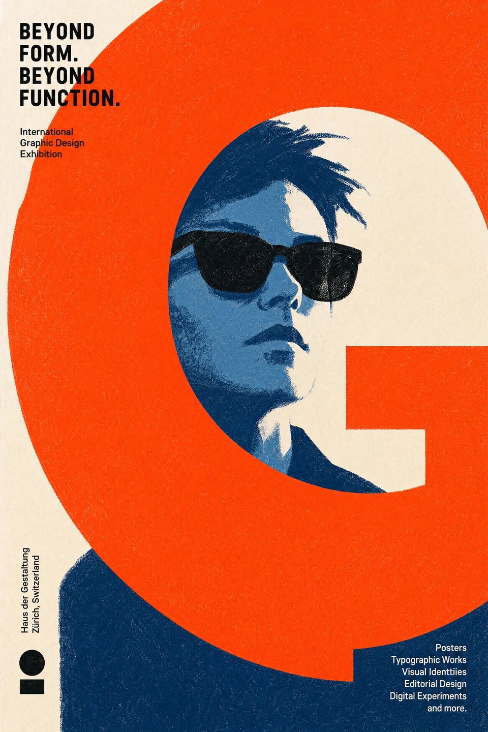 Graphic design poster with sunglasses character