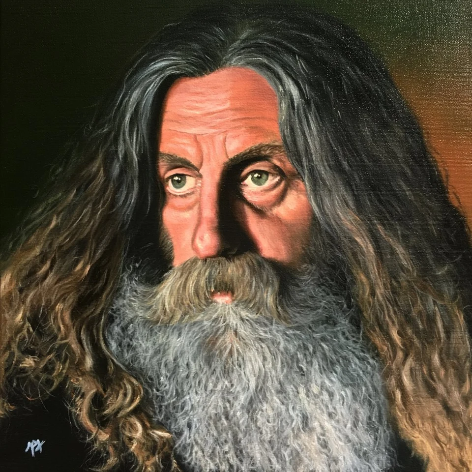 Hyper-detailed fantasy oil portrait of wizard