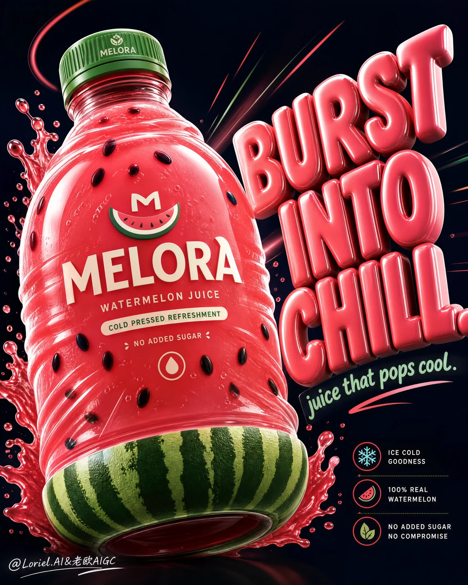MELORA Watermelon Juice Premium 3D Product