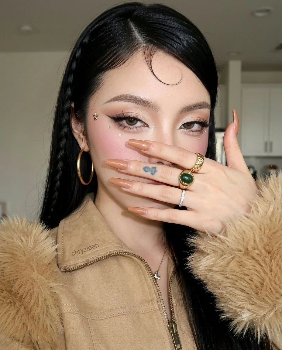 Y2K Bratz Style Close-Up Portrait With Hand Over