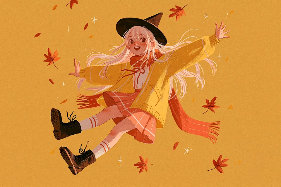 Autumn Witch Girl Illustration