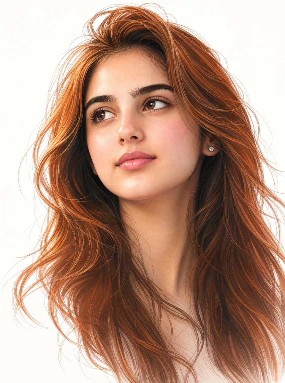 Semi-realistic fashion portrait of young woman with
