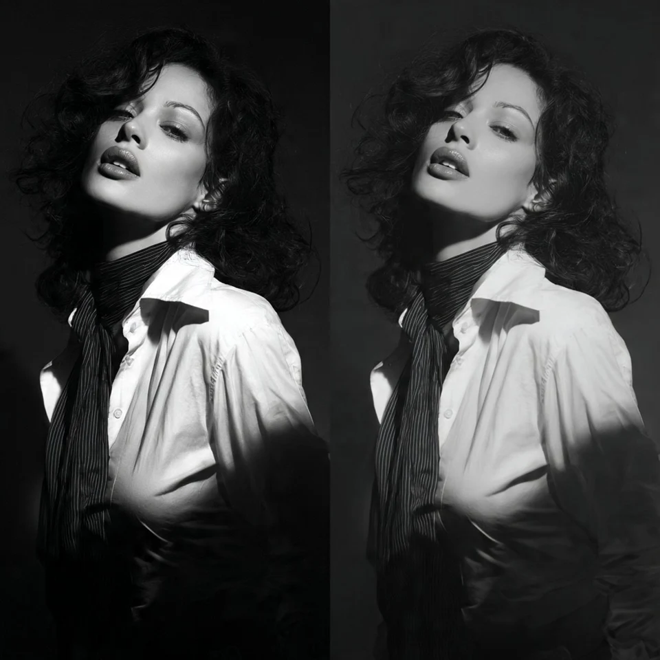 High Contrast Black White Fashion Portrait