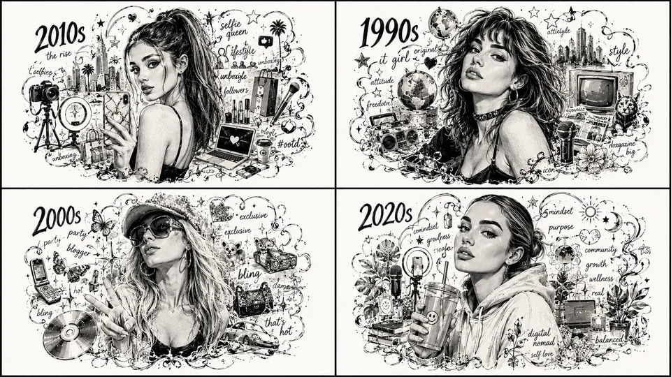 Four Decades of Female Influencer Style Monochrome