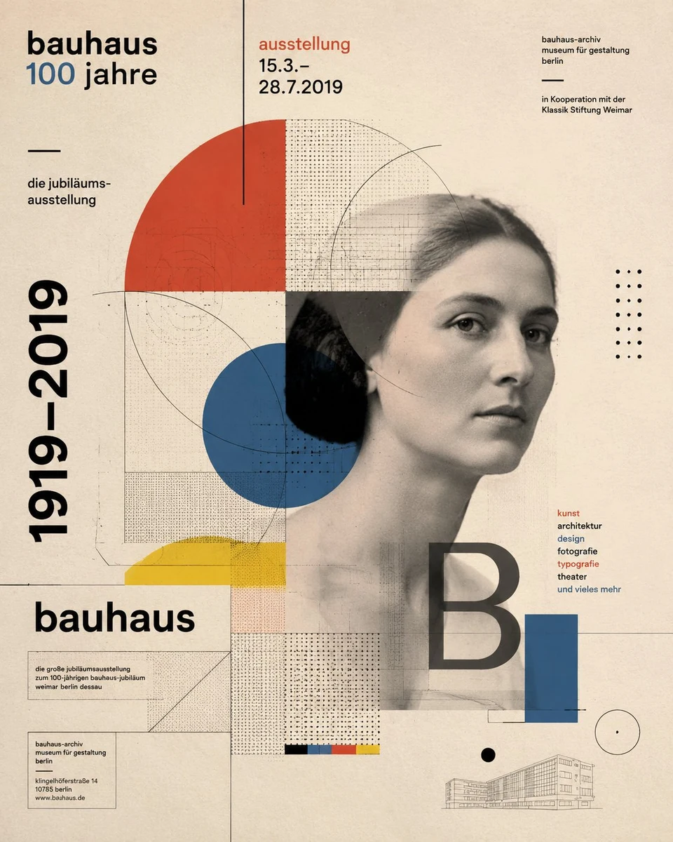 Bauhaus 100 Year Exhibition Poster with Portrait