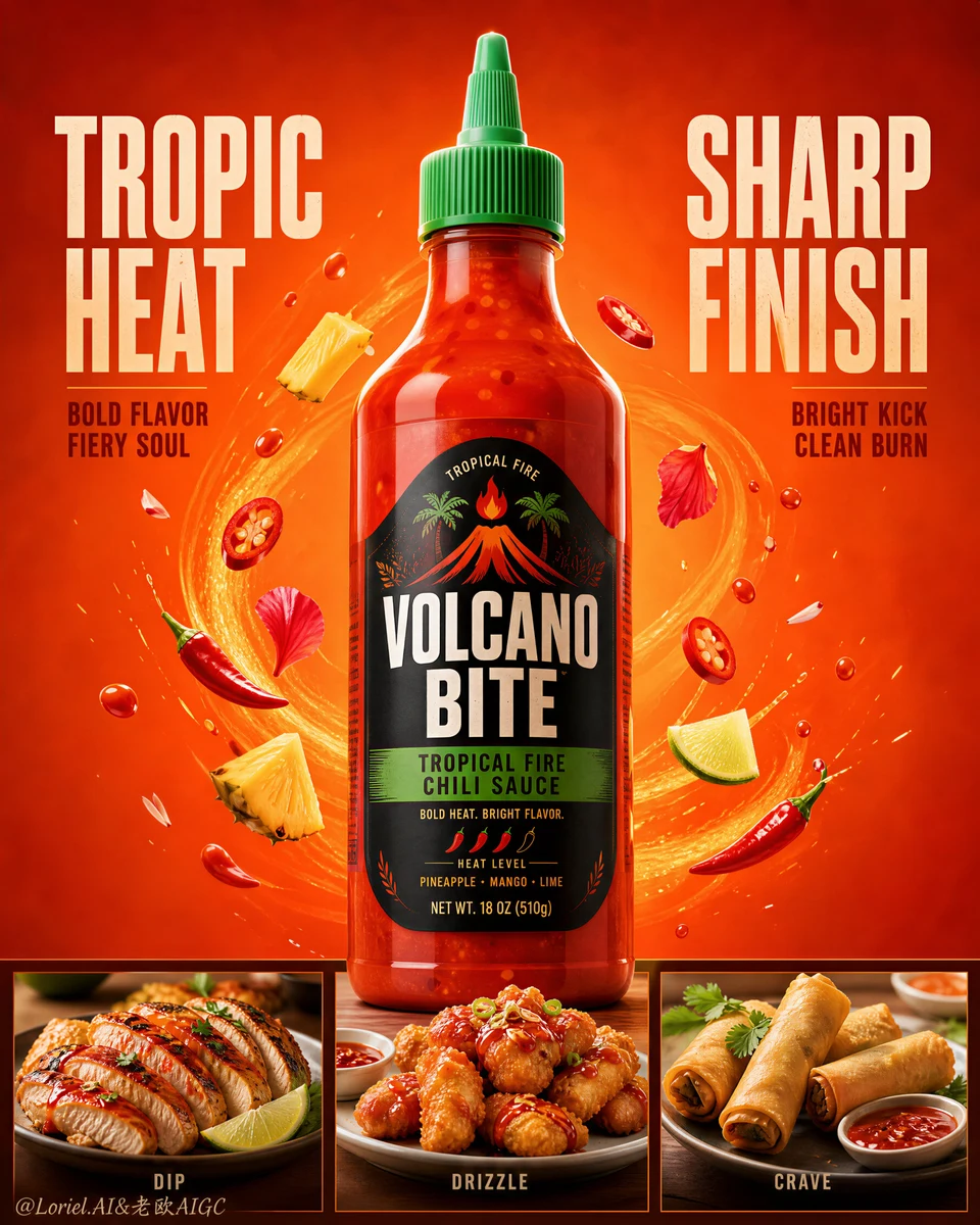 Volcano Bite Tropical Fire Chili Sauce Commercial
