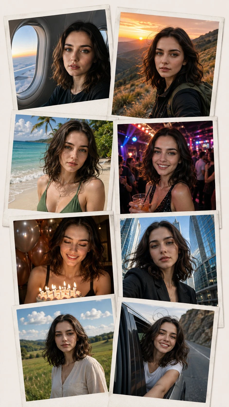 Young Woman Travel Lifestyle Scrapbook Collage