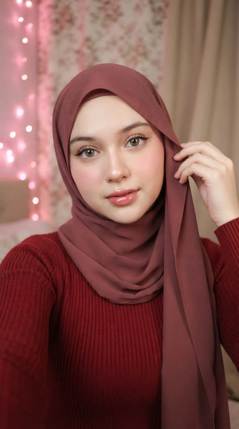 Close-up portrait of a young woman wearing a dusty