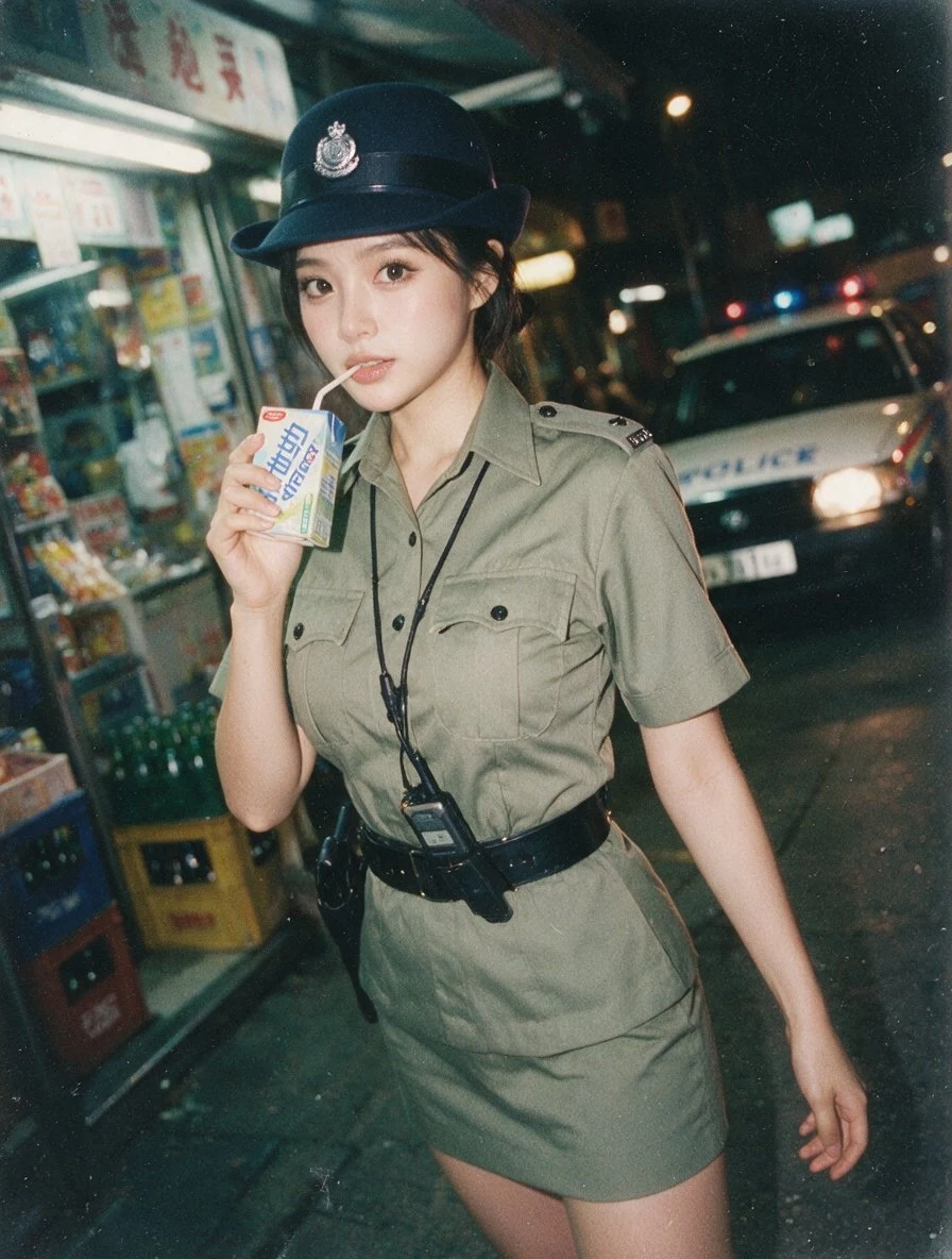 1990s Hong Kong Policewoman Vintage Film Portrait