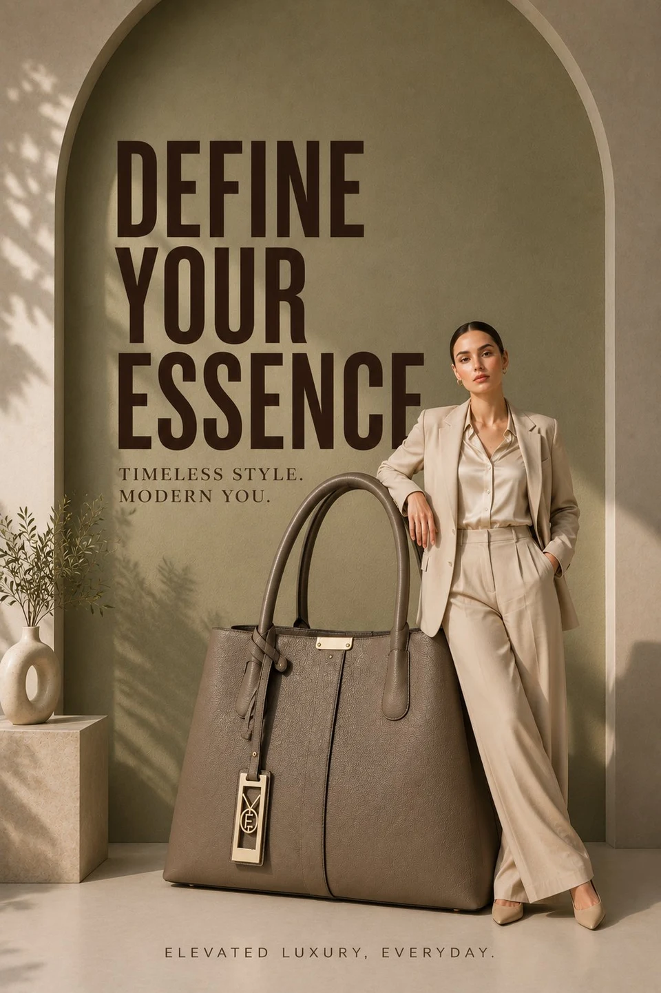 Oversized Leather Tote Bag Fashion Campaign