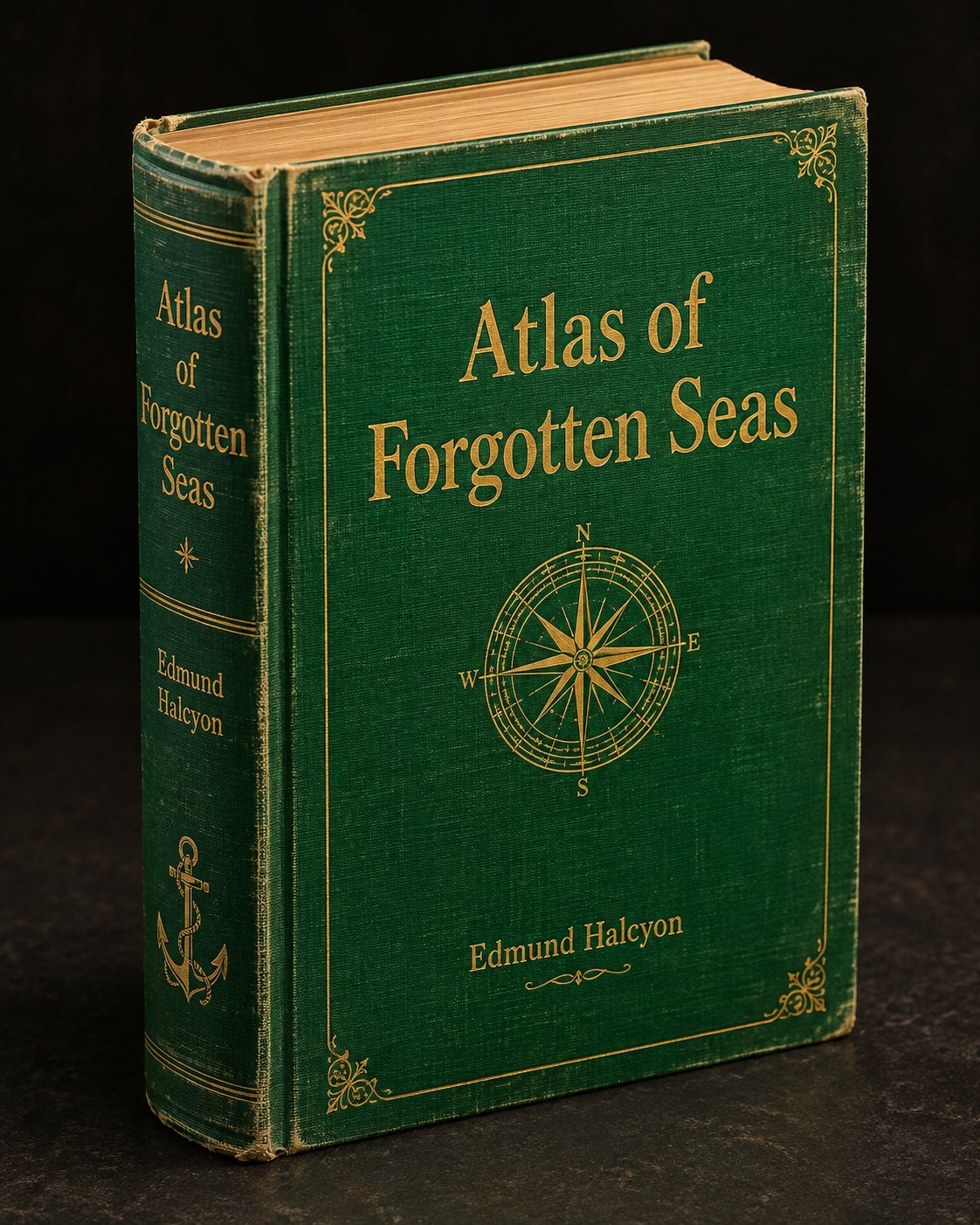 Vintage green hardcover book Atlas of Forgotten Seas