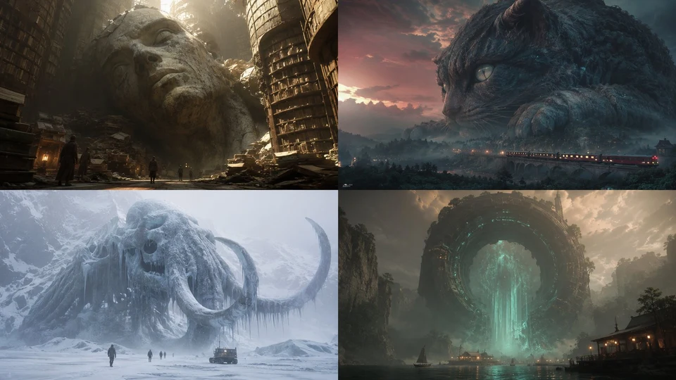 Colossal ancient sculptures in epic fantasy