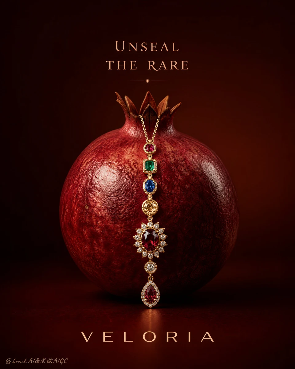 Luxury jewelry campaign with gold necklace on
