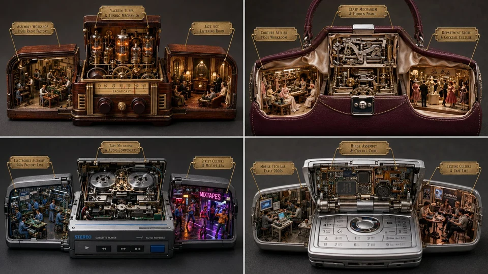 Steampunk Vintage Electronics Cutaway Diorama