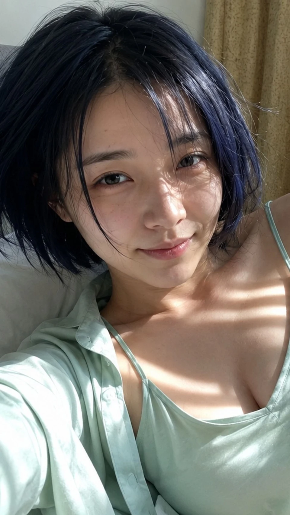 Young Asian woman relaxing in bed