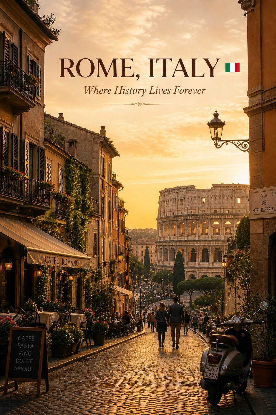 Rome Italy Luxury Travel Poster Golden Hour