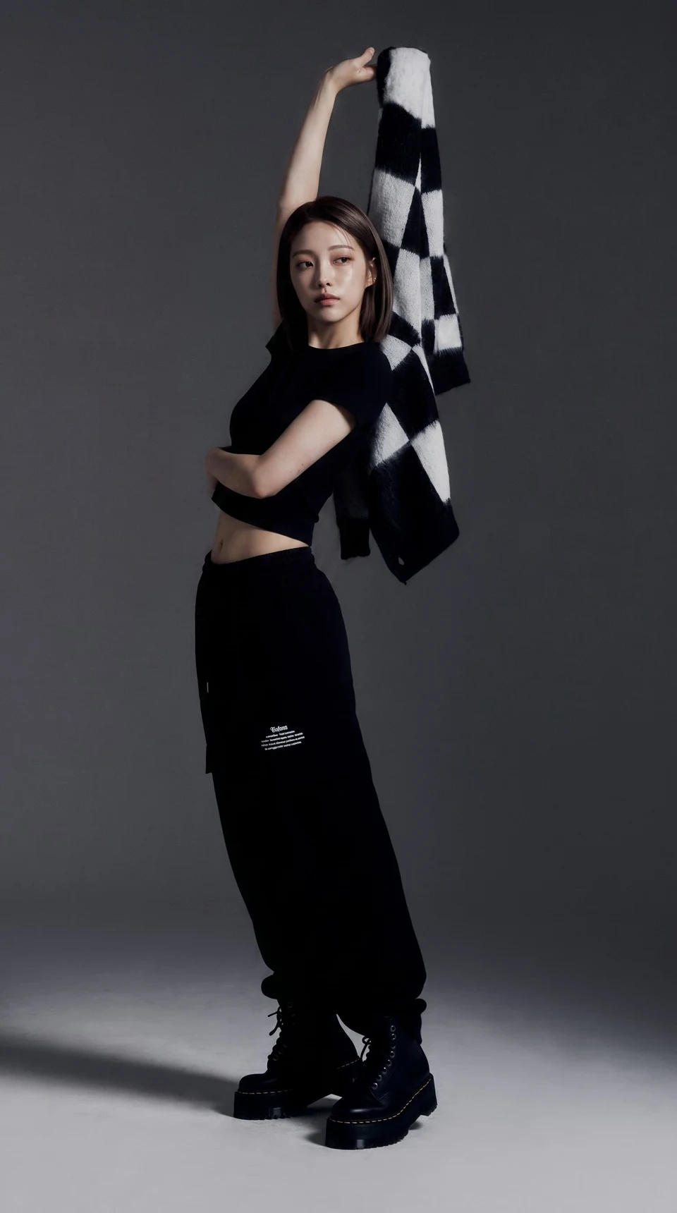 Full Body Fashion Portrait of Woman in Monochrome