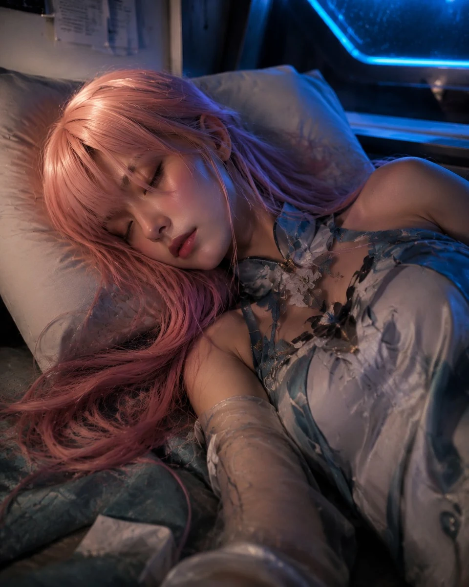 Live-action Firefly portrait sleeping in spacecraft