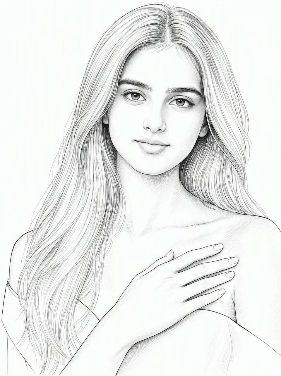 elegant fashion sketch portrait of a woman