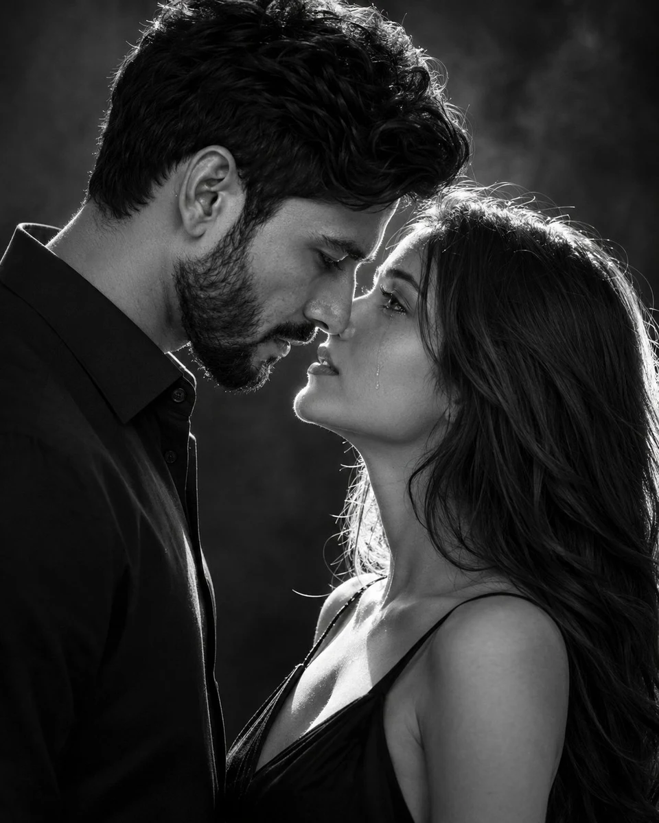 Cinematic Black And White Romantic Portrait