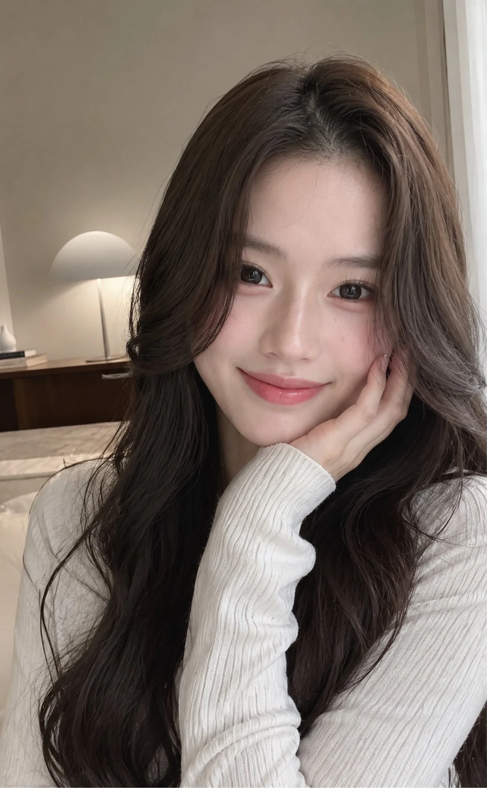 young japanese woman casual selfie