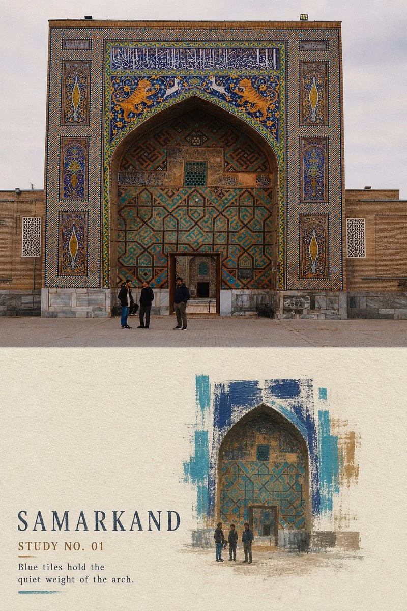 Samarkand Blue Tile Arch Travel Poster