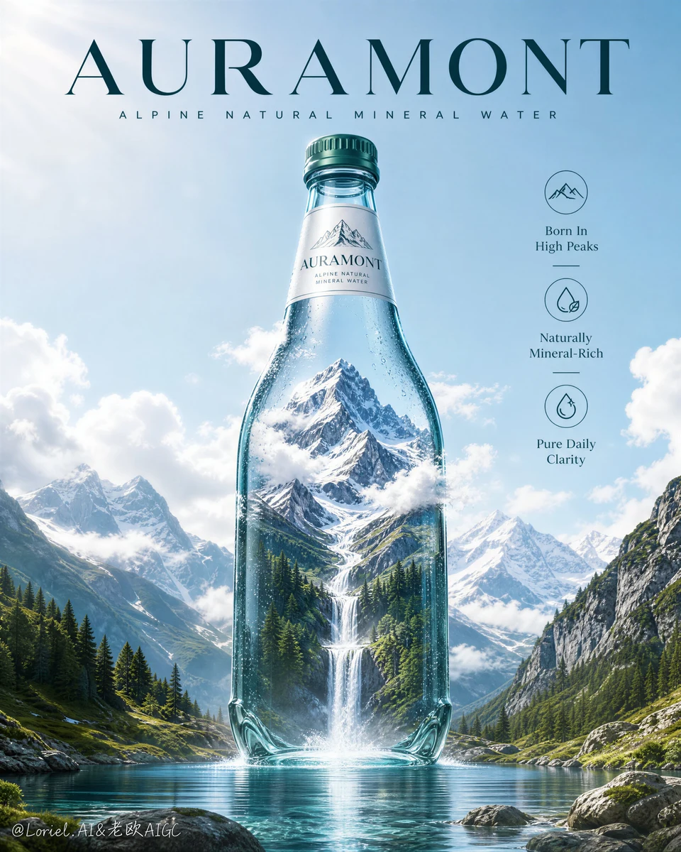 Surreal Almond Natural Mineral Water Poster Ad