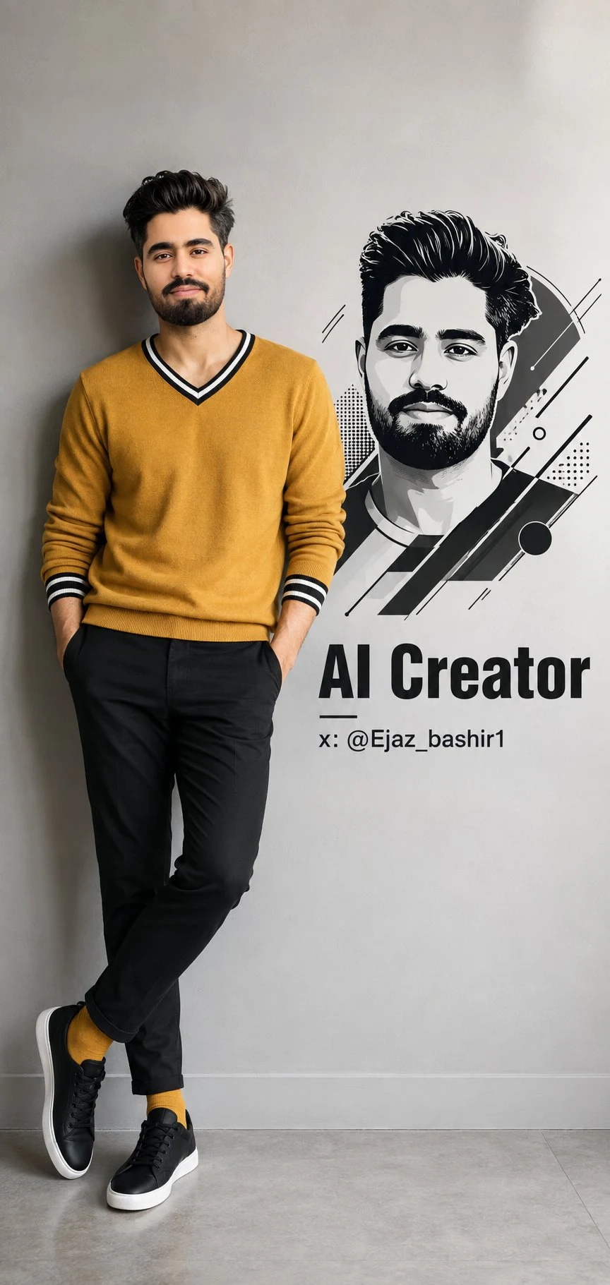 Stylish Young Man With AI Vector Portrait Wall