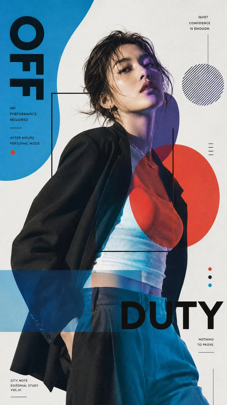 fashion editorial collage poster with color shifted
