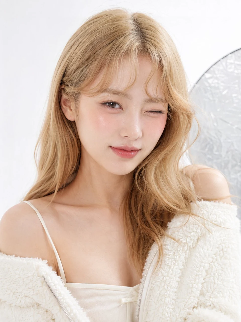 korean beauty portrait with winking expression