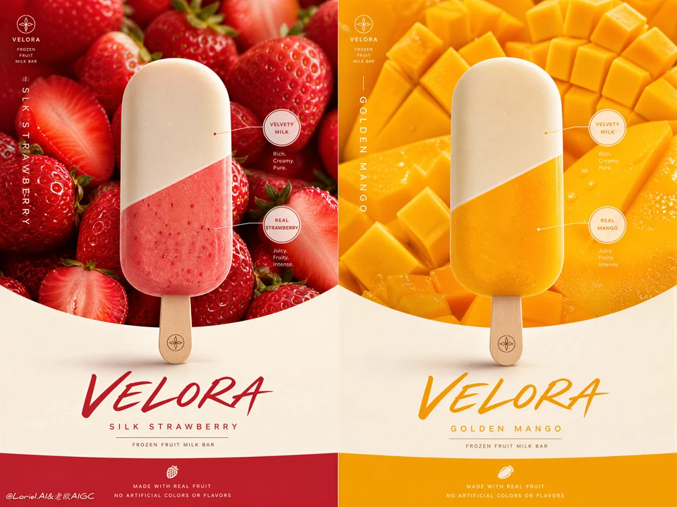 Velora Ice Cream Brand Advertising Poster